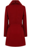 Red Soft Fur Collar Long Coat