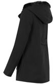 Black Toggle Fastening Fur Hooded Coat