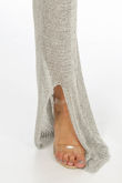 Metallic Knitted Crop Top & Trouser In Silver