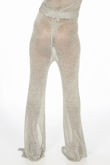 Metallic Knitted Crop Top & Trouser In Silver