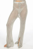 Metallic Knitted Crop Top & Trouser In Silver