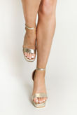 Gold Metallic Platform Heeled Sandals