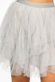 Ruffle Draped Mini Tulle Skirt In Grey