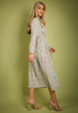 Mint Vintage Floral Print Belted Shirt Dress