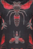 Honey Bee Print Stud Detailed Baggy Tops