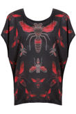 Honey Bee Print Stud Detailed Baggy Tops