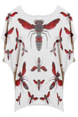Honey Bee Print Stud Detailed Baggy Tops