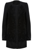 Black Mixed Pattern Shaggy Long Coat
