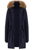 Fur Collar Parka Navy Coat