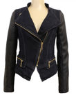 Denim Navy Zipped Pockets PVC Arm Jacket