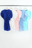 Royal Blue Belle Puffed Sleeves Plunge Neck Dress