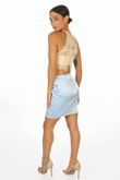 Nude High Neck Eyelash Lace Crop Top