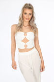 White O-Ring Slinky Bandeau Crop Top