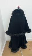 Plain Black Fur Trimmed Layered Cape 