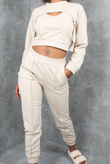 Beige Arm Warmer & Vest 3 Piece Loungewear Set