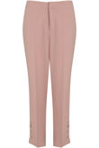 Slit Button Trim Ankle Tailored Rose Trousers