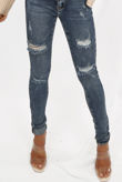 Light Blue Denim Ripped Trim Skinny Jeans