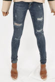 Light Blue Denim Ripped Trim Skinny Jeans