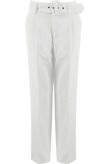 White Tailored Belted Pants
