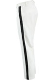 White Side Ribbon Trim Tailored Pants