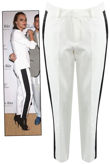 White Side Ribbon Trim Tailored Pants