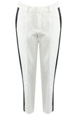 White Side Ribbon Trim Tailored Pants