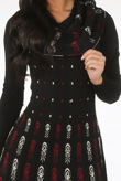 Black Fine Knit Pleated Hem Bodycon Dress
