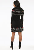 Black Fine Knit Floral Print Bodycon Dress