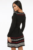 Black Fine Knit Floral Print Bodycon Dress