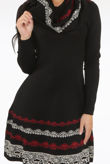 Black Fine Knit Floral Print Bodycon Dress