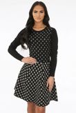 Black Fine Knit Cross Print Midi Dress