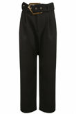 Bold Golden Pin Buckle Wide Leg Trousers
