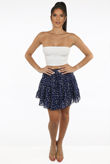 Navy Contrast Flower Print Mini Skirt
