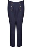Gold Button Tailored Straight Navy Trousers