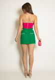 Green Diamante Bow Trim Cut Out Mini Skort