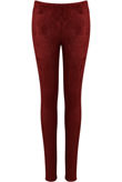 Burgundy Suede Finish Side Zip Trousers