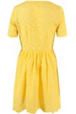 Yellow Embroidery Round Neck Shift Dress