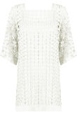 White Embroidered Mesh Shift Dress