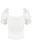 White Organza Sleeve Knitted Crop Top