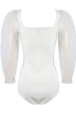 White Long Mesh Sleeve Bodysuit