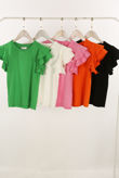 Fine Knit Frilled Sleeve Top mix pack