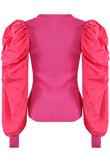 Fuchisa Pleated Long Sleeve Ribbed Jumper