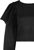 Black Frilled Tier Shoulder Knitted Jumper