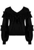 Black Chiffon Frill Detail Jumper