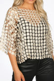 Gold Embroidered Mesh Tops