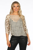Gold Embroidered Mesh Tops