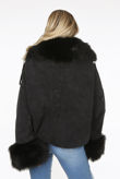 Oversize Fur Lined Denim Jackets in Black 