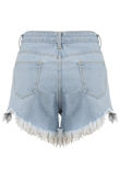 Ripped Hem Denim Shorts
