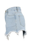 Ripped Hem Denim Shorts