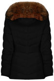 Black Padded Fur Hood Parka Coat